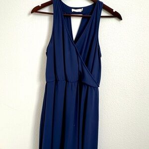 LUSH Navy Blue Cross Front Chiffon-Feel Dress - Size M